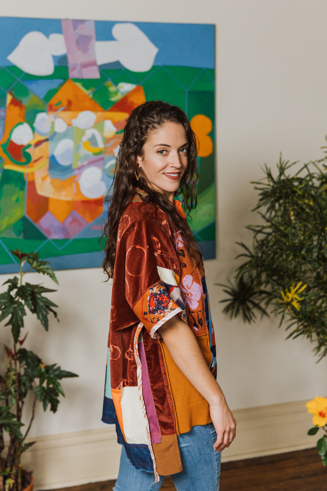 Terra cotta patch sweater