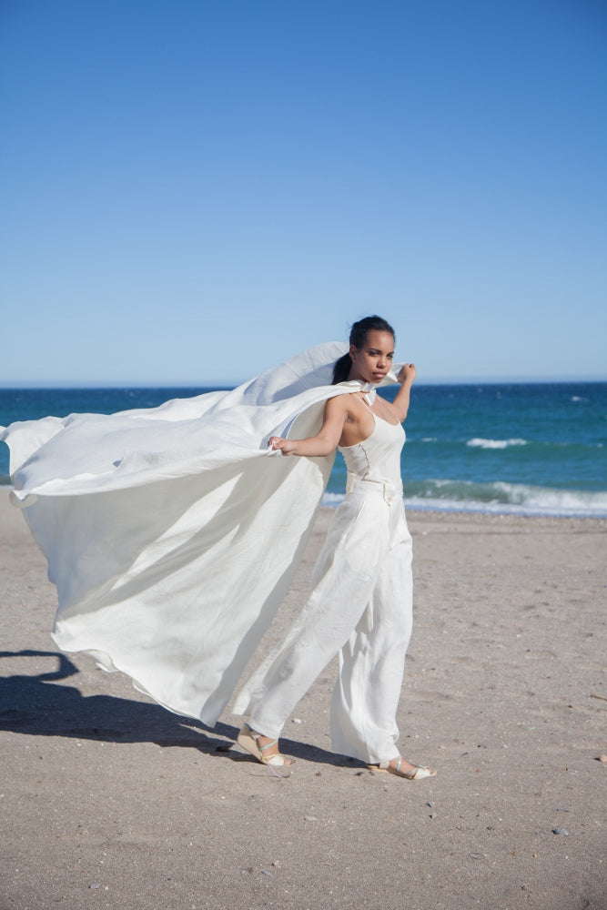 Hello My Goddess Big Romantic Cape in Ivory Linen