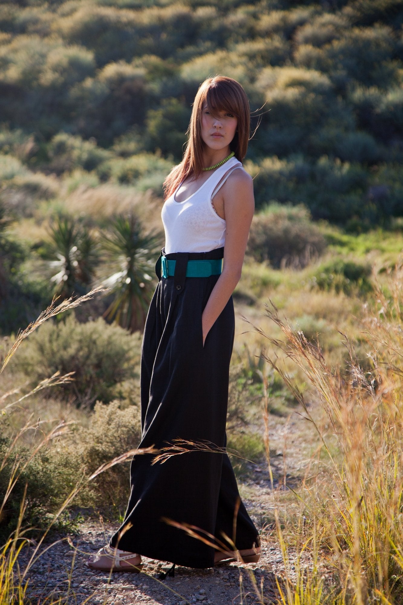 Hello My Goddess Wide Leg Black Linen Pants