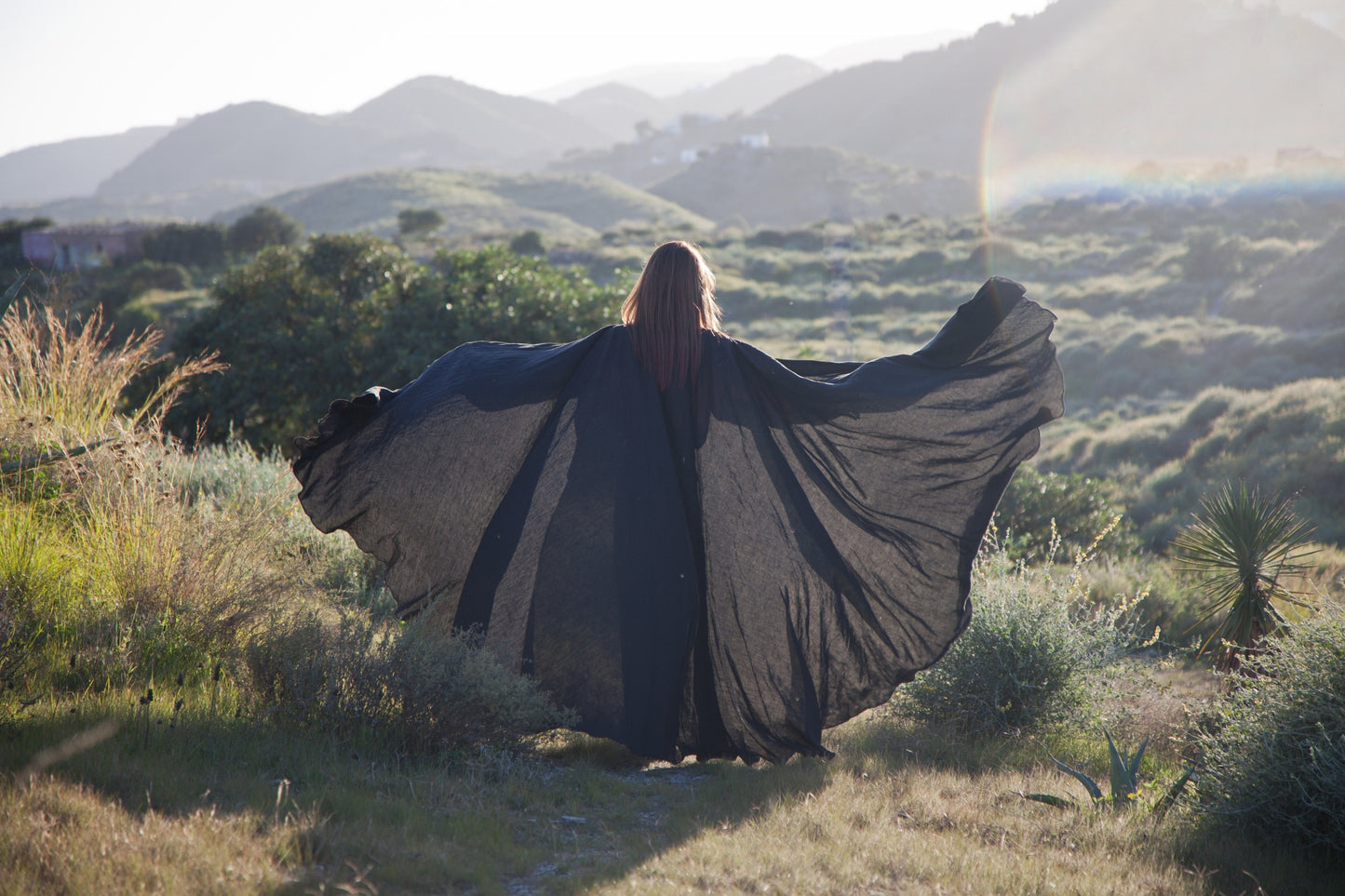 Hello My Goddess Big Cape in Black Linen