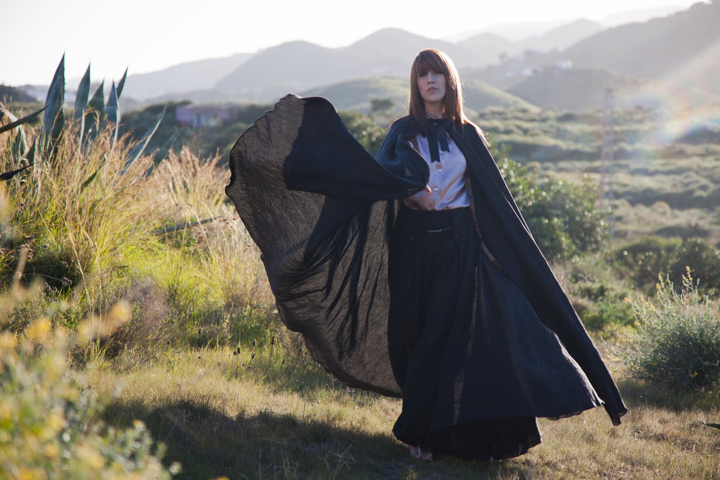 Hello My Goddess Big Cape in Black Linen