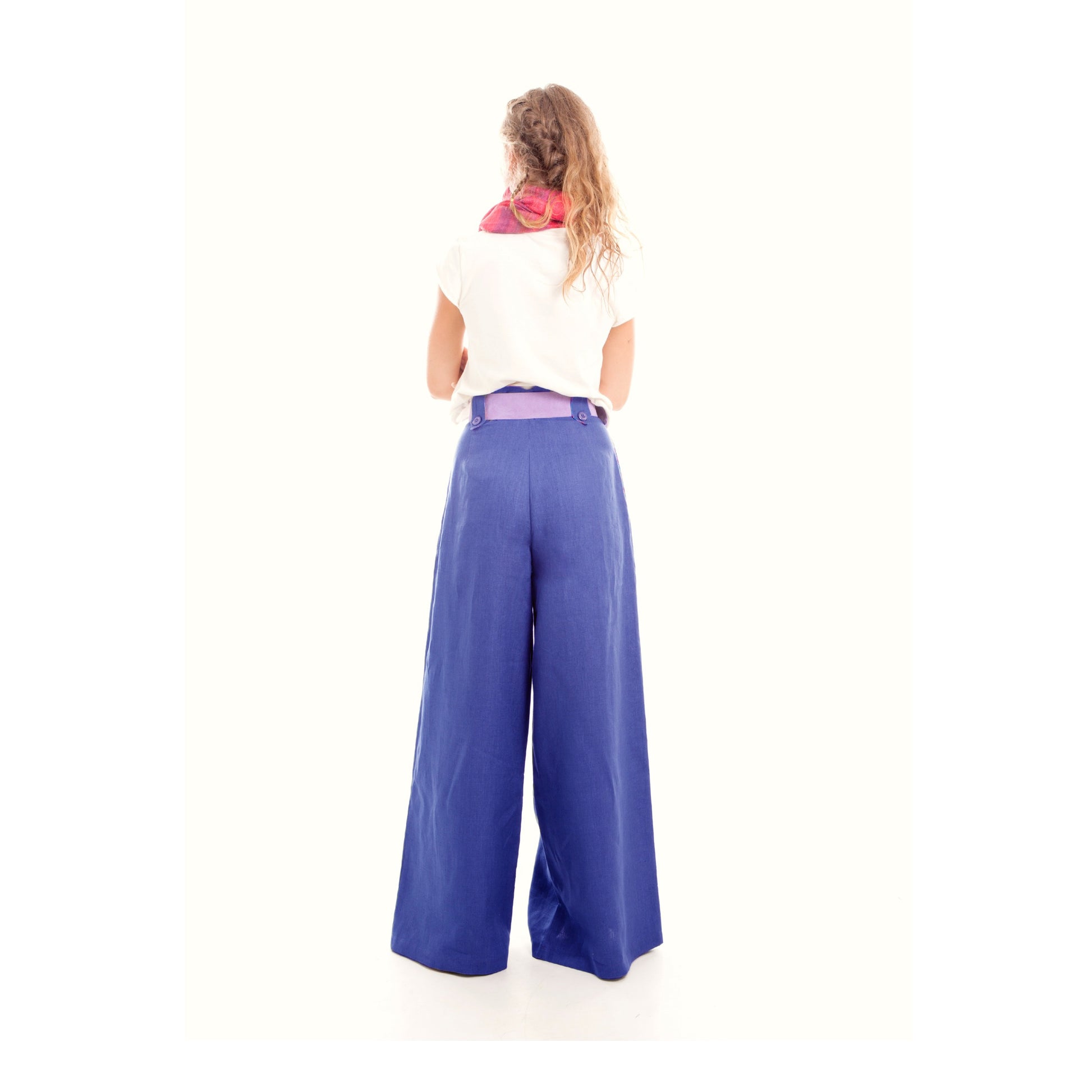 Wide Leg Linen Pants in Royal Blue by Hello My Goddess