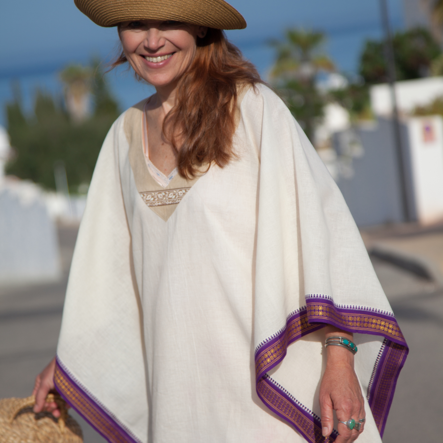 Caftan made with handwoven Indian cotton sari by Hello My Goddess