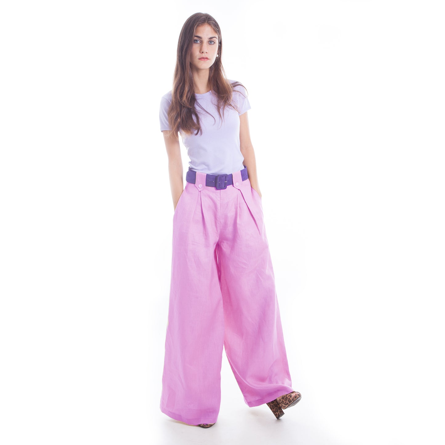 Wide Leg Linen Pants in Lilac by Hello My Goddess