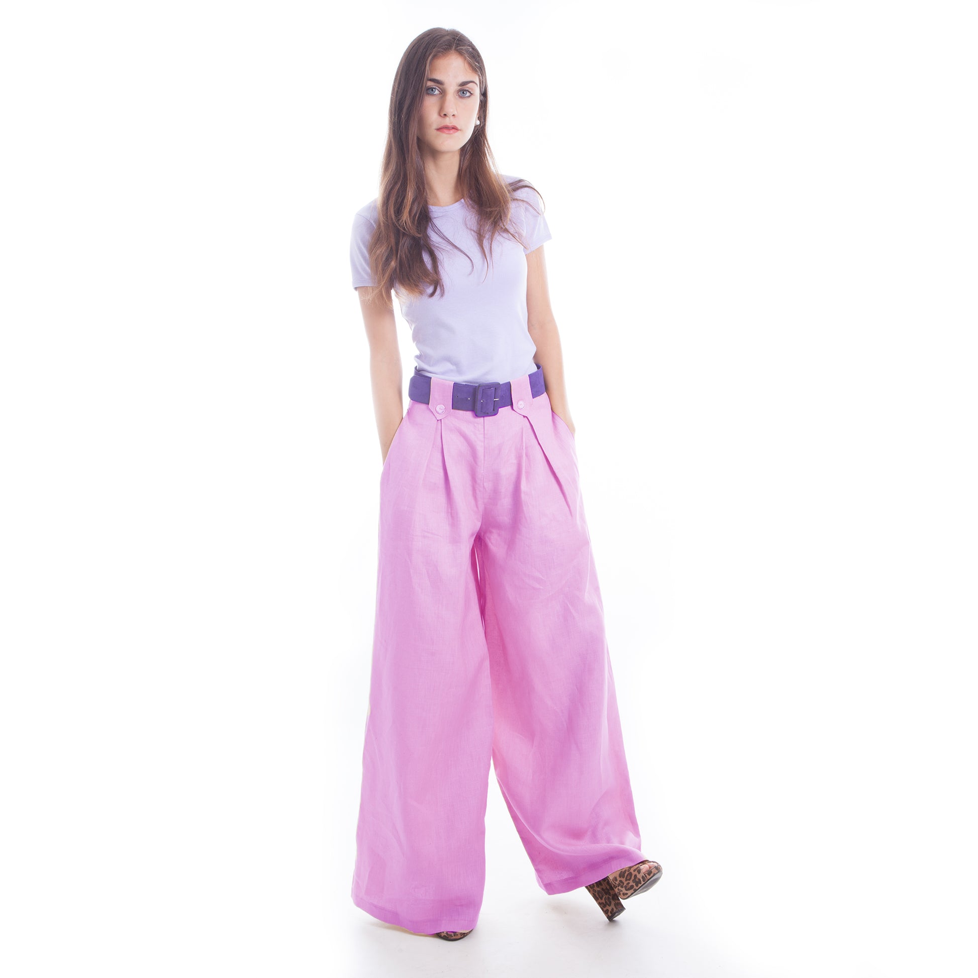 Wide Leg Linen Pants in Lilac by Hello My Goddess