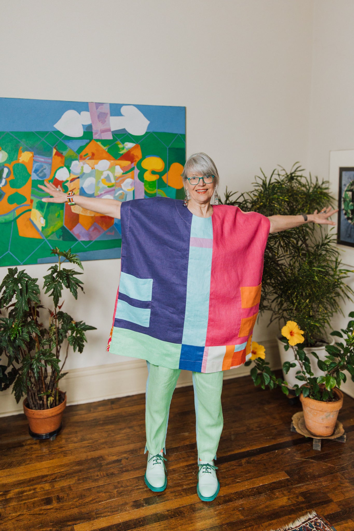 Colorblock Linen Tunic