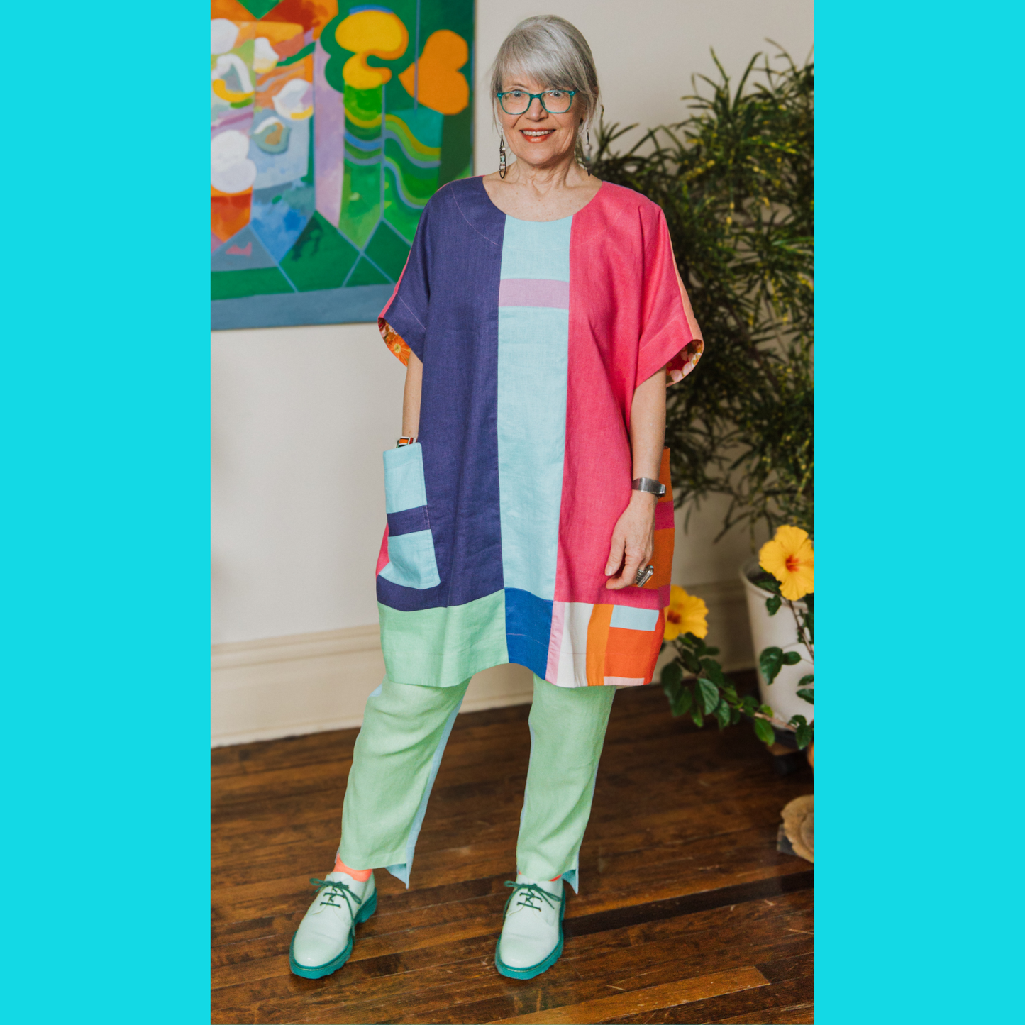 Colorblock Linen Tunic