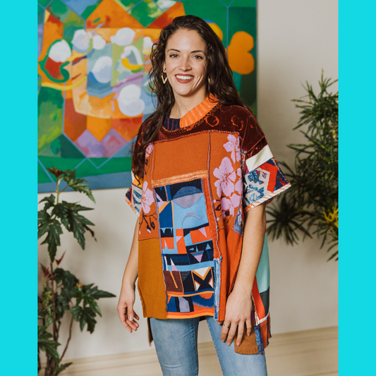 Terra cotta patch sweater