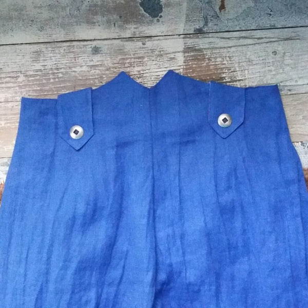 Wide Leg Linen Pants in Royal Blue by Hello My Goddess (back detail)