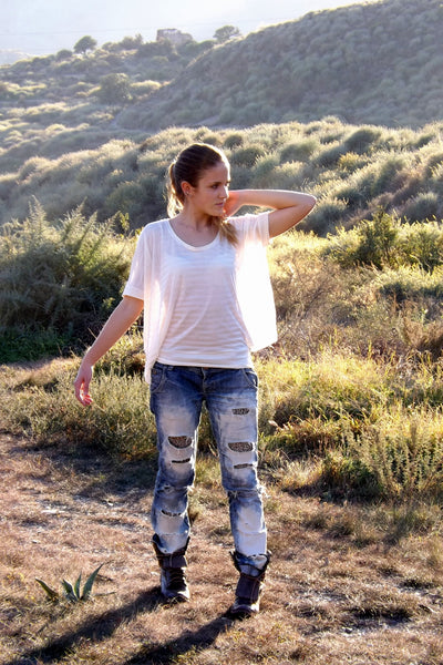 Oversize TOP ivory silk cotton batwing sleeve top perfect for summer hot weather beach poolside