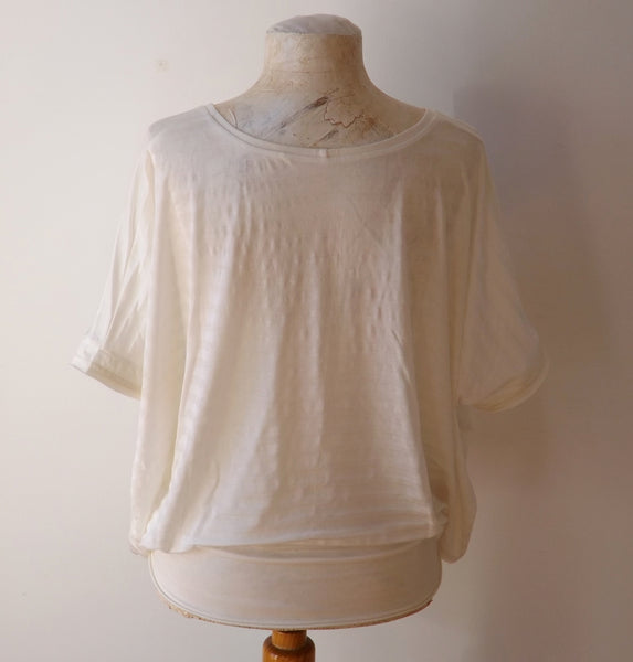 Oversize TOP ivory silk cotton batwing sleeve top perfect for summer hot weather beach poolside