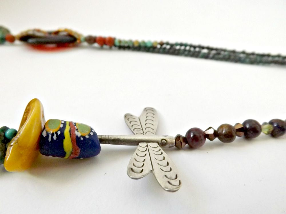 Dragonfly Goddess Necklace by Hello My Goddess (detail of silver dragonfly)