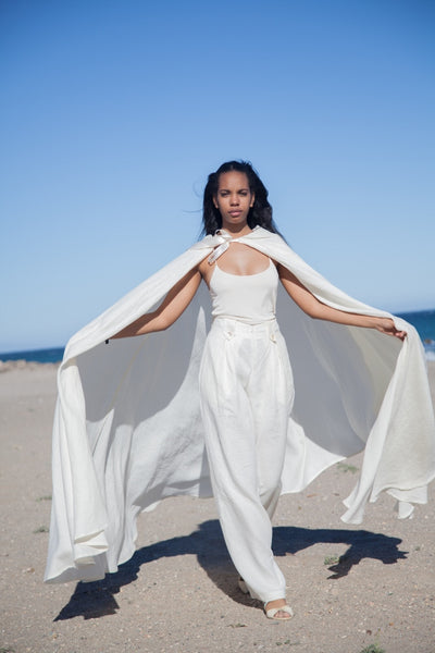 Hello My Goddess Big Romantic Cape in Ivory Linen 