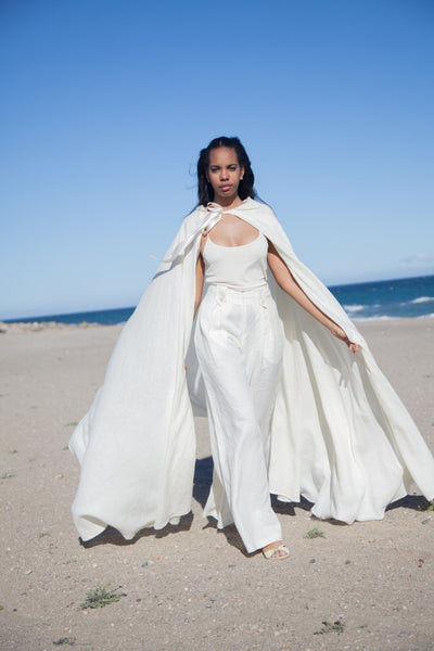 Hello My Goddess Big Romantic Cape in Ivory Linen 
