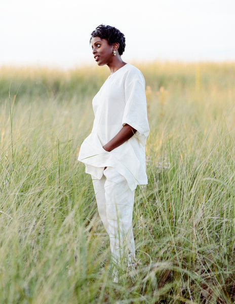 Kimmy TOP 100% Linen (side view) by Hello My Goddess