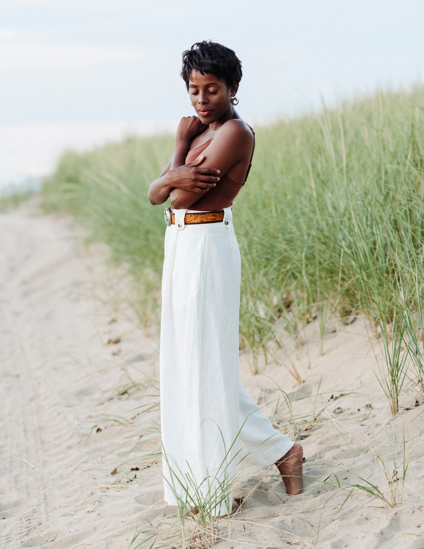 Hello My Goddess Wide Leg Ivory Linen Pants