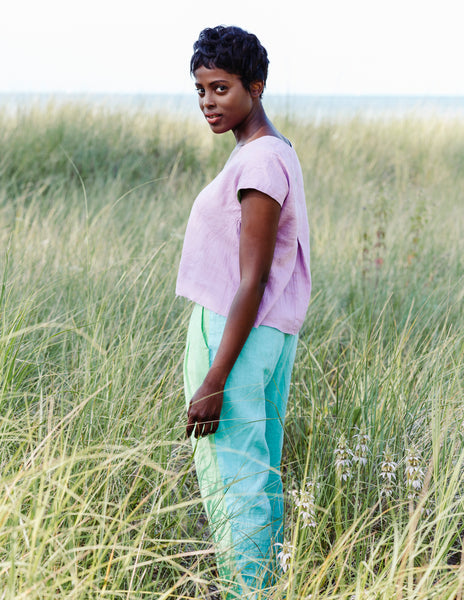Burst of Color Linen Top in Lilac & Mint Made-to-Order