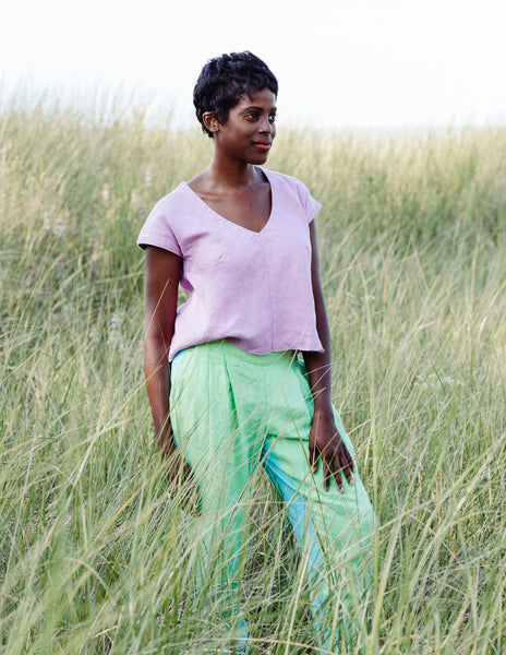 Burst of Color Linen Top in Lilac & Mint by Hello My Goddess