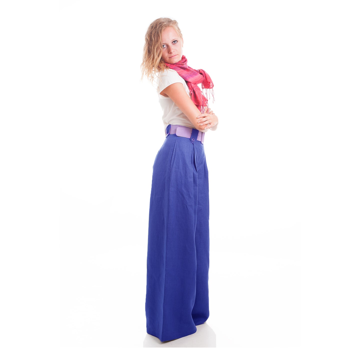 Wide Leg Linen Pants in Royal Blue by Hello My Goddess 