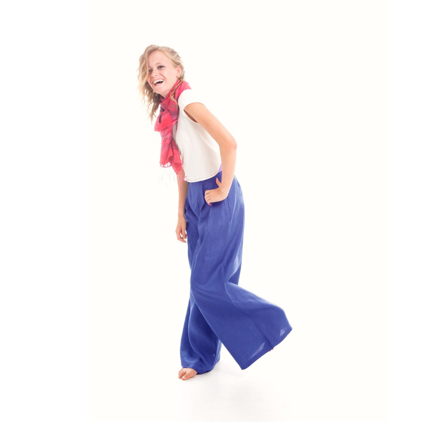 Wide Leg Linen Pants in Royal Blue by Hello My Goddess 