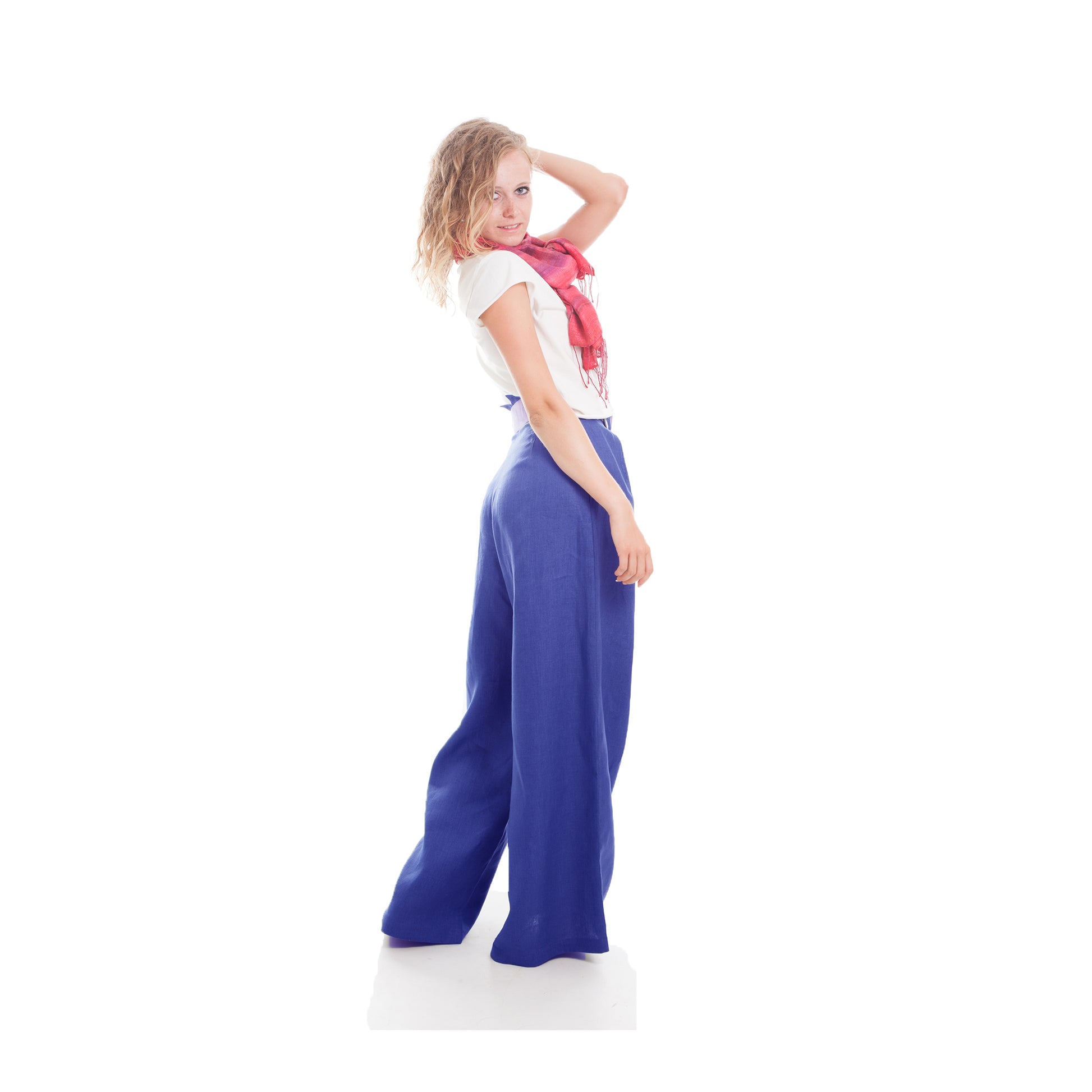 Wide Leg Linen Pants in Royal Blue by Hello My Goddess 