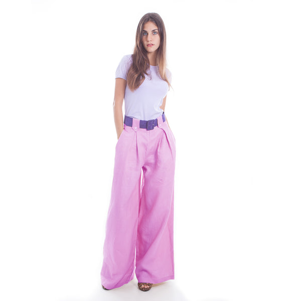 Wide Leg Linen Pants in Lilac by Hello My Goddess 