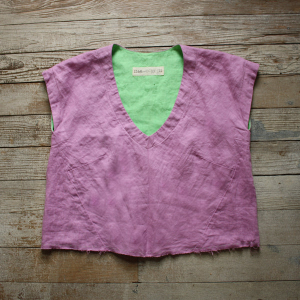 Burst of Color Linen Top in Lilac & Mint by Hello My Goddess