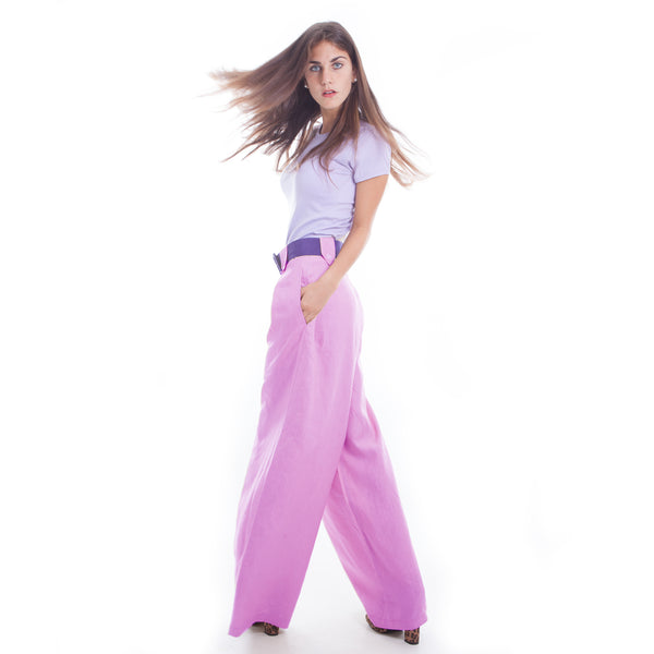 Wide Leg Linen Pants in Lilac by Hello My Goddess 